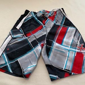 ZeroXposur Red/Black/White and blue Swim Trunks